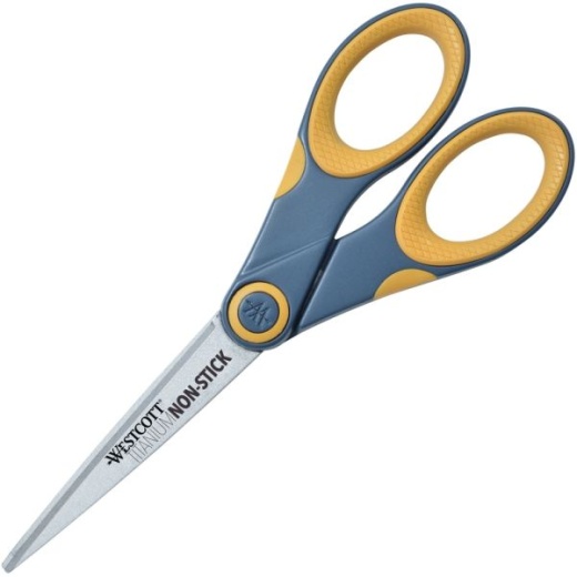 Westcott Titanium Bonded Non-Stick Scissors 7” Pointed Gray/Yellow