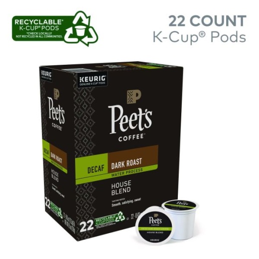 Peet's Coffee & Tea House Blend Decaf K-Cups - Dark Roast, 22/Box