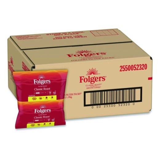 Folgers Coffee Filter Packs, Regular, Medium Roast, 40 Packs/Carton