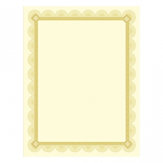 Southworth Premium Certificates, 8.5 x 11, Ivory/Gold with Spiro Gold Foil Border, 15/Pack