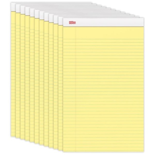 Writing Pads, 8 1/2" x 14", Legal/Wide Ruled, 50 Sheets, Canary, Pack Of 12 Pads