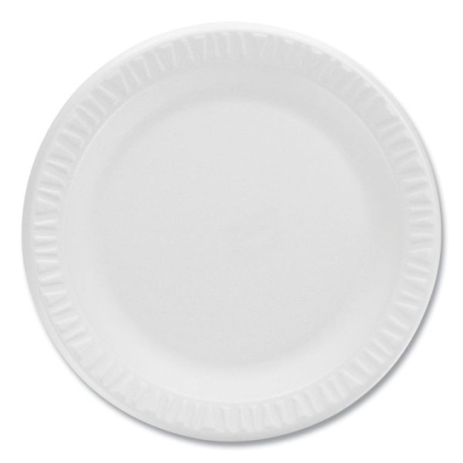 Dart Concorde Non-Laminated Foam Plates, 9" Dia, White, 125/Pack