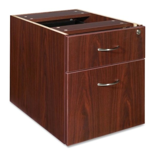 Lorell Essentials 16"W Vertical 2-Drawer Fixed Pedestal Box/File Cabinet for Computer Desk, Mahogany