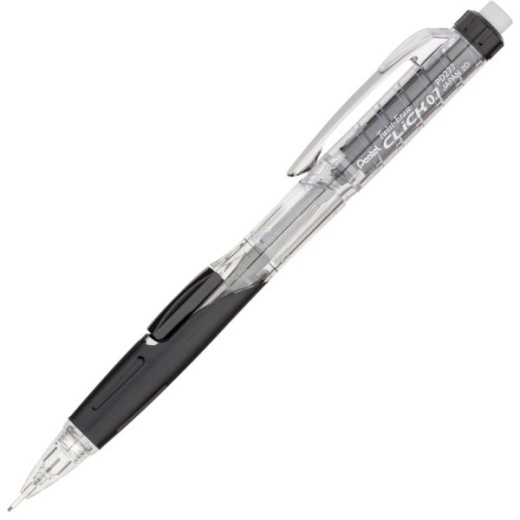 Pentel Twist-Erase Click Mechanical Pencil, #2 Lead, 0.7 Mm, Black Transparent Barrel