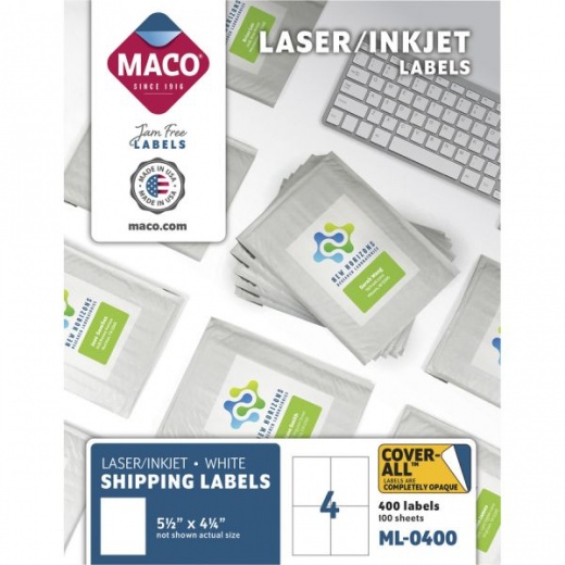MACO White Laser/Ink Jet Shipping Labels