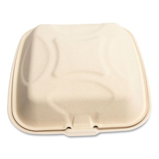 Boardwalk, Bagasse Food Containers, Hinged-Lid, 1-Compartment