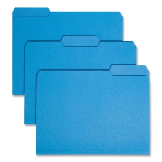 Smead Interior File Folders, 1/3-Cut Tabs: Assorted, Letter Size, 0.75" Expansion, Sky Blue, 100/Box