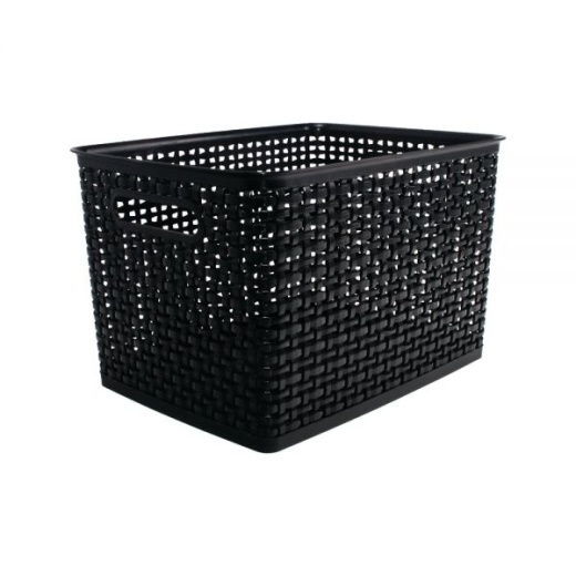 Plastic Weave Bin, Large Size, Black