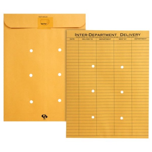 Quality Park Redi-Tac Interdepartment Envelopes, 10" x 13", 1-Sided Narrow Rule, Self-Adhesive, Brown, Box Of 100