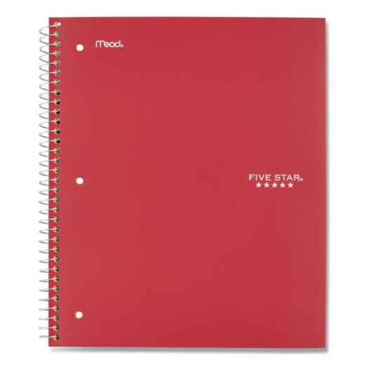 Five Star Wirebound Notebook With Eight Pockets, 5-Subject, Wide/Legal Rule, Randomly Assorted Cover Color