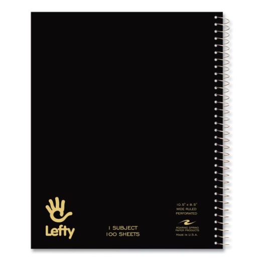 8.0 x 10.5 Left-Handed Wide Ruled Spiral Logo Notebook