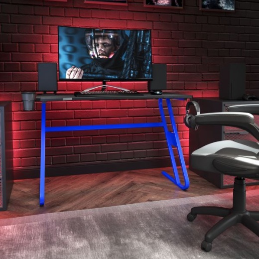 Flash Furniture Red Gaming Desk with Cup Holder/Headphone Hook & Gray  Reclining Gaming Chair with Footrest