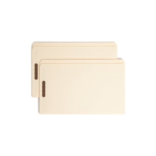 Smead Manila Reinforced Tab Fastener Folders With Two Fasteners, Legal Size, Pack Of 50