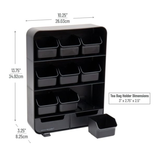 Mind Reader Anchor Collection, 11-Compartment Coffee Cup and Condiment  Organizer with 2 Drawers, White