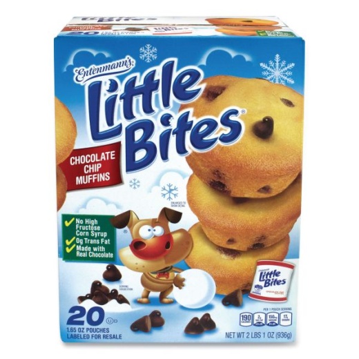 Entenmann's Little Bites Little Bites Muffins, Chocolate Chip, 1.65 Oz Pouch, 20 Pouches/Carton