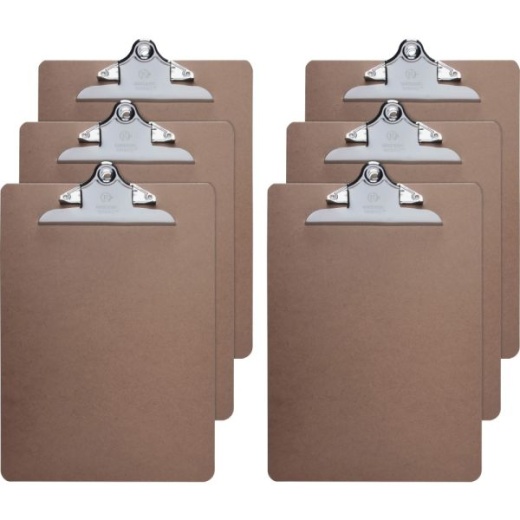 Business Source Hardboard Clipboard - Standard - 9" x 12 1/2" - Brown - 6 / Bundle