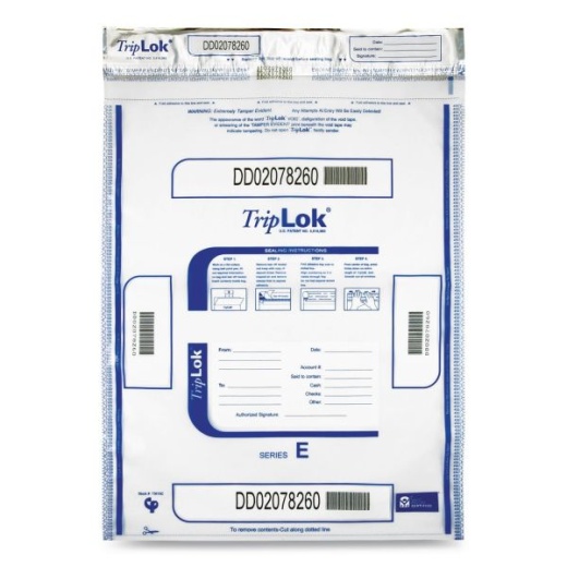 Triplok Deposit Bag, Plastic, 15 X 20, Clear - Secure Cash Transport Operations