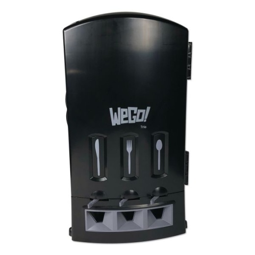 Wego Trio Utensil Dispenser, Holds 100 Forks/100 Knives/100 Spoons, 13.39 X 15.75 X 23.62, Black
