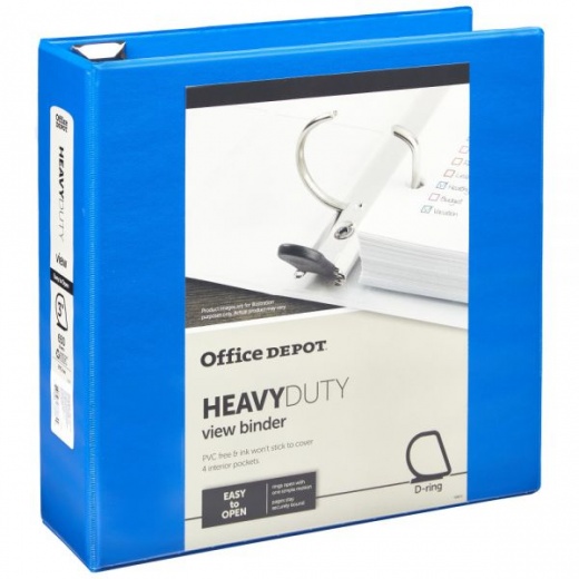 Heavy-Duty View 3-Ring Binder, 3" D-Rings, Blue
