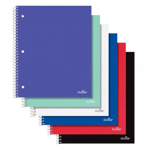 Stellar Poly Notebook - 8-1/2" X 11", 1 Subject, College Ruled, 80 Sheets, Assorted Colors, Pack Of 8 Notebooks