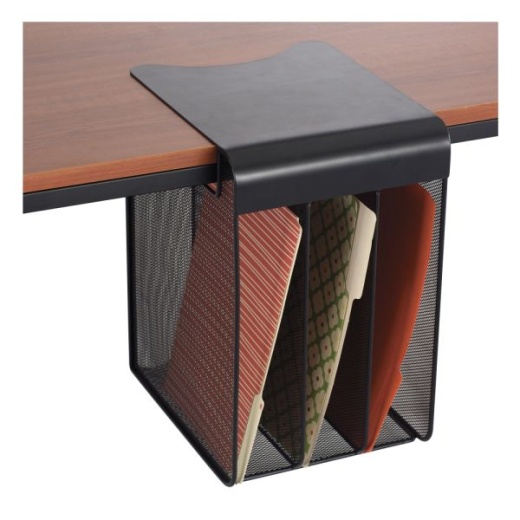 Safco Onyx Mesh Hanging Organizer, Solid Top 3-Section Vertical, Black