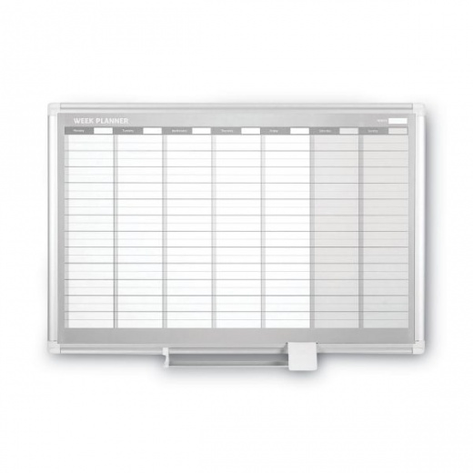 MasterVision Magnetic Dry Erase Calendar Board, Weekly Calendar, 36 X 24, White Surface, Silver Aluminum Frame