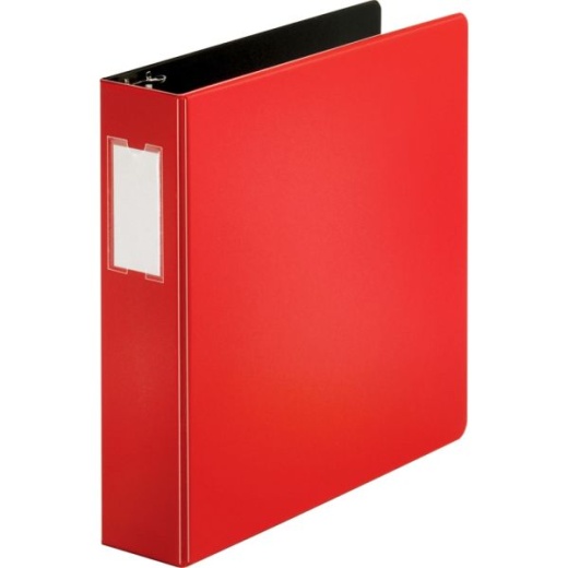 Business Source Slanted D-Ring Binders, 2" Ring, Red