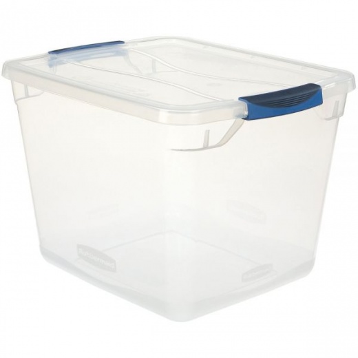 Rubbermaid Cleverstore Storage Tote With Latching Lid, 30 Qt, Clear