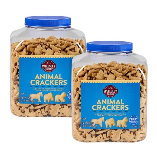 Wellsley Farms Animal Crackers, 62 Oz Tub, 2/Carton