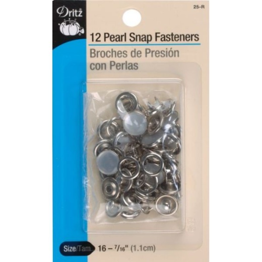 Dritz Pearl Snap Fasteners 7/16" 12/Pkg - Elevate Your Sewing and Crafting Projects