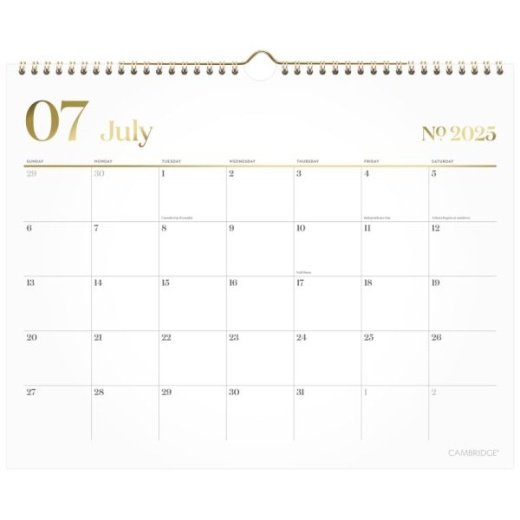 Cambridge Workstyle Academic 2025-2026 Monthly Wall Calendar, White, Medium, 15" X 12"