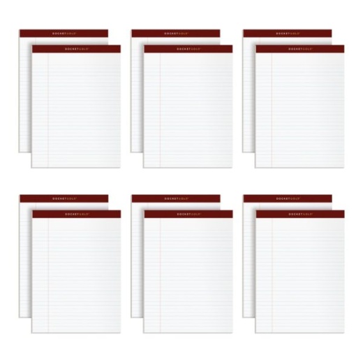 Tops Docket Gold Premium Writing Pads, 8 1/2" x 11 3/4", Legal Ruled, 50 Sheets, White