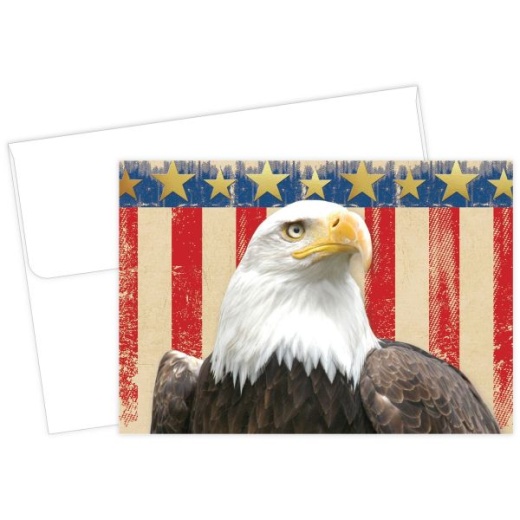 Great Papers! Note Card And White Envelopes, Patriotic With Gold Foil, 4.875" X 3.375"(Folded), 20 Count