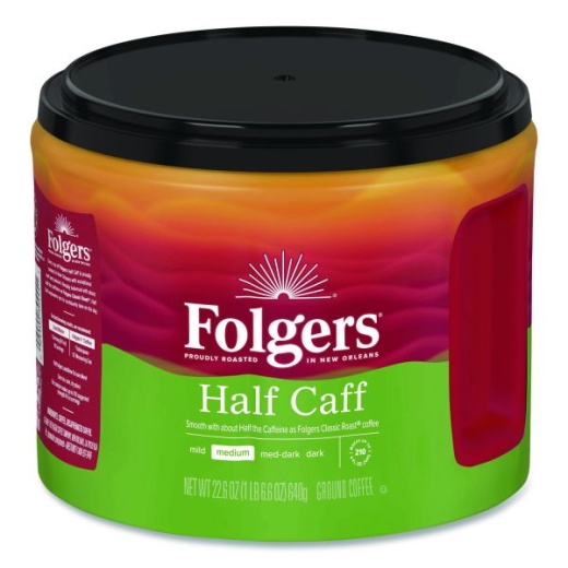 Folgers Coffee, Half Caff, Medium Roast, 25.4 Oz Canister