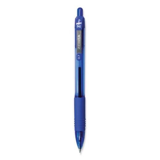 Zebra Z-Grip Ballpoint Pen, Retractable, Medium 0.7 Mm, Blue Ink, Translucent Blue/Blue Barrel, 12/Pack
