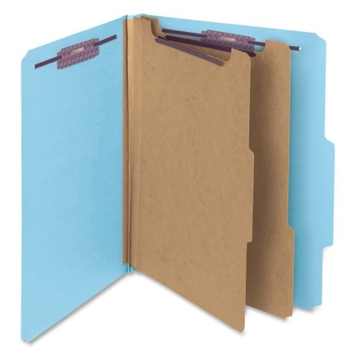Smead Classification Folders, 2" Expansion, 2 Dividers, 8 1/2" X 11", Letter, 50% Recycled, Blue, Box Of 10