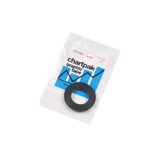 Chartpak Graphic Chart Tapes, 1 Core, 0.13 X 27 Ft, Matte Black