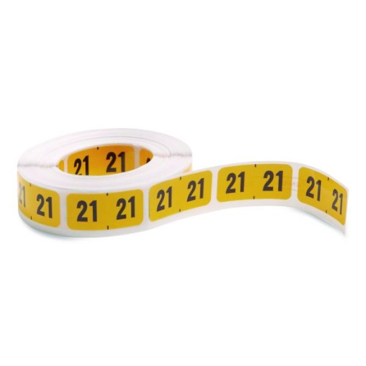 Smead Year 2021 End Tab Folder Labels, 1.5 x 0.75, Yellow/Black, 500 Labels/Roll