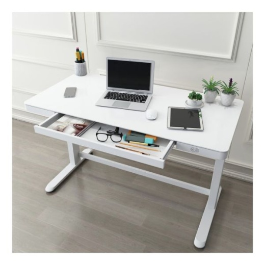 Electric 48'W Height-Adjustable Standing Desk, White