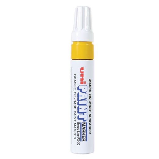 Uni-Paint Permanent Marker, Broad Chisel Tip, Yellow