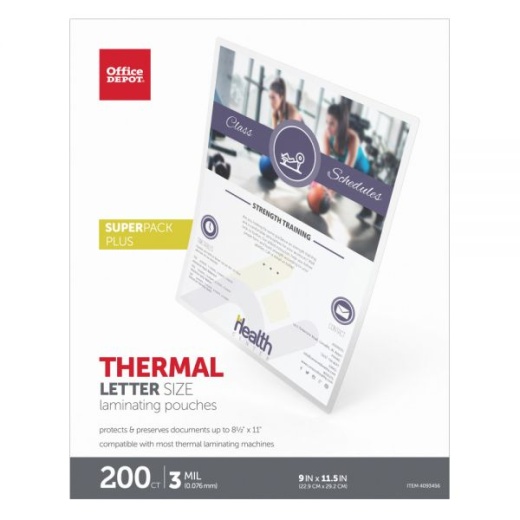 Office Depot Brand Laminating Pouches, Letter Size, 9" x 11-1/2", Pack of 200 Pouches