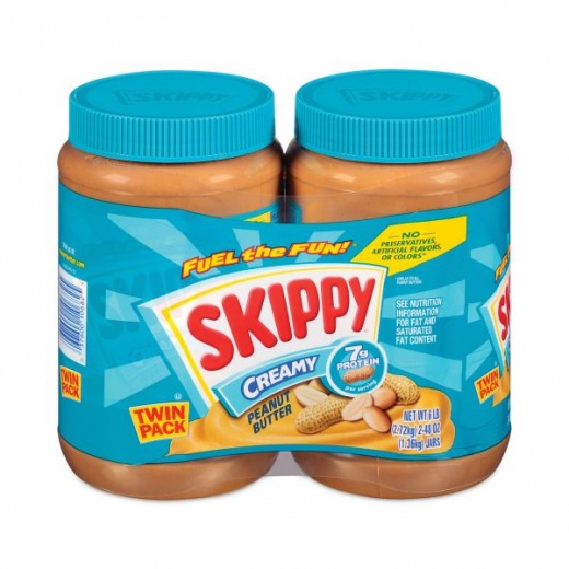 Skippy Creamy Peanut Butter, 48 Oz Jar, 2/Pack