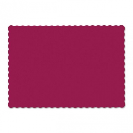 Hoffmaster Solid Color Scalloped Edge Placemats, 9.5 X 13.5, Burgundy, 1,000/Carton