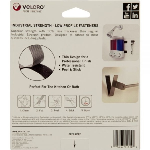 VELCRO Brand Industrial-Strength Heavy-Duty Fasteners, 2 x 4
