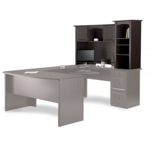 Realspace Broadstreet 65”W Hutch For U-Shaped Desk, Walnut