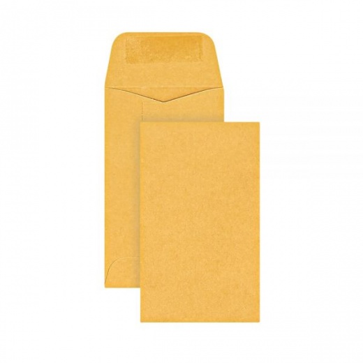 Coin Envelopes, 2-1/2" x 4-1/4", Gummed Seal, Manila, Box Of 500