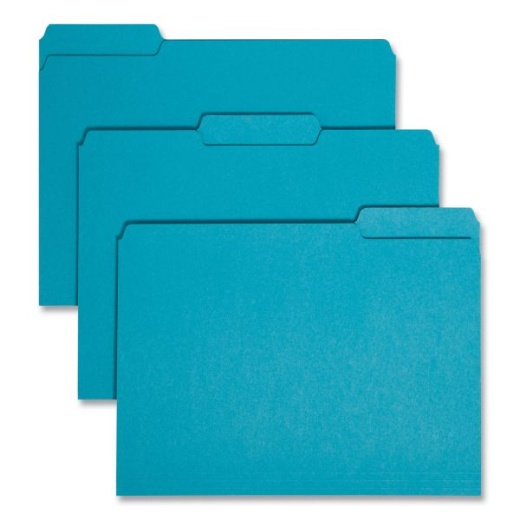 Smead Interior File Folders, 1/3-Cut Tabs: Assorted, Letter Size, Teal