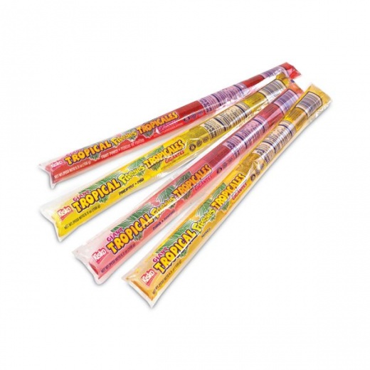 Kisko Giant Tropical Freezies Ice Pops, 5.5 Oz Tube, Fruit Punch, Guava, Mango, Pineapple, 50/Carton
