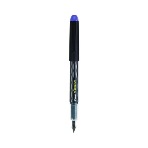 Pilot Varsity Fountain Pen, Medium 1 mm, Purple Ink, Clear/Black/Purple Barrel
