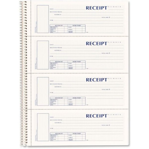 Rediform Wirebound Money Receipt Book, 3-Part, Carbonless, 2 3/4" x 7"